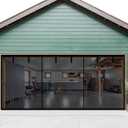 Garage Door Screen 19x10ft For 2 3 Car, Retractable Fiberglass Magnetic Screen Mesh Curtain Doors, Heavy Duty Weighted Bottom, Easy Assembly, Hands Free for Garage Carport Patio Porch (Black, 19x10ft)