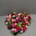 TEMPUS Valentines Day Wreath for Front Door with White Pink Red Tulip and Green Leaf Valentines Heart Wreath for Wedding Festival Decor