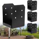 8x8 Post Base Brackets 4-Pack (7.5x7.5in Actual) - Heavy Duty Deck Post Anchor for Pergola, Gazebo, Playset - Black Powder Coated Steel with Standoff