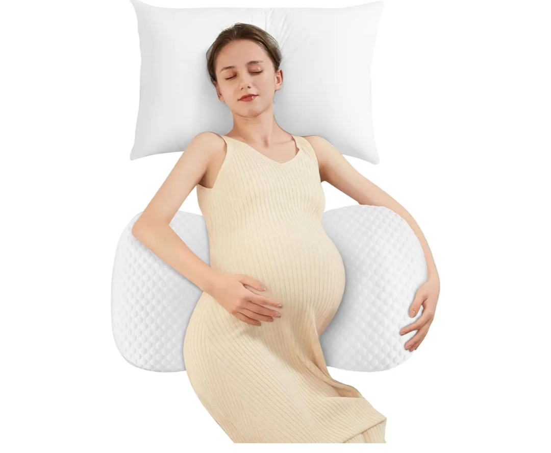Pregnancy Pillow Cooling for Sleeping, Detachable and Adjustable Double-Sided Support Maternity Pillow Skin-Friendly for Pregnant Women Back, HIPS, Legs(30°Slope Design Verified by Expectant Mothers)