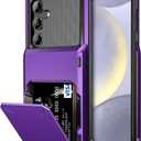 Vofolen for Samsung Galaxy S24 Wallet Case with Card Holder, 4-Card Dual Layer Heavy Duty Shockproof Wallet Case, Hidden Flip Card Slot Large Storage Protective Case for Galaxy S24, 6.2'' Purple