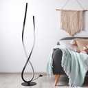 NUR Spiral Floor Lamp, 59" Tall Black LED Modern Standing Floor Lamp with Remote Control, Arched Bright Floor Lamps for Living Room Bedroom Office Home (Spiral Floor Lamp)