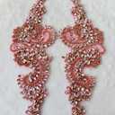 Handmade Rhinestone Applique Decorative Mesh Patch Corset Accessories are Suitable for Wedding Dresses 1 Pair/Set 4.7X15.7inches (Pink)