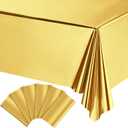 Tatuo 6 Pieces Foil Party Rectangular Table Covers Table Cloth 54 x 108 Inch Shiny Plastic Waterproof Tablecloth Party Desk Cover for Wedding Anniversary Engagement (Gold)