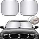 Gven Windshield Sun Shade 2pcs with Bonus Car Sunshade for Front Window Shades 2025 Technology Reflect UV and Heat Sun Visor Automotive Interior Sun Protection (Silver, S)