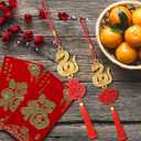 24 Pcs Chinese New Year Decor Decorations Bulk Lunar New Year 2025 Red Tassel Ornaments with Wealth Success Good Luck Hanging Decorations for Gifts Home Car Decor