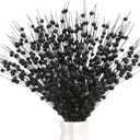 12 PCS Artificial Glitter Berry, Black Glitter Picks Artificial Berries Stems for Christmas Ornaments Fake Stem Decorative Sticks for Vases Tall DIY Wreath Halloween Decor