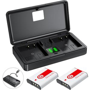 NP-BG1 Battery(2-Pack) and Charger(2CH) Set,Digital Camera Accessories Kit for Sony cybershot G Type Lithium Ion Replacement NP-FG1 DSC-HX5V,HX9V,W30,W50,W55,W70,W80,W630,Rechargeable Batteries Case