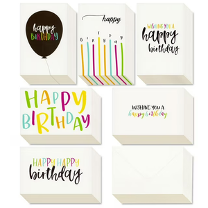 48 Pack Happy Birthday Cards with Envelopes Bulk Box Set, 6 Assorted Colorful Designs for Work, Friends, Kids (4 x 6 In)