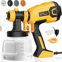 Paint Sprayer, 700W HVLP High Power Electric Spray Paint Gun with 40 Fl Oz Container, Adjustable Spray Width, 4 Nozzles & 3 Patterns, Easy to Clean, for Furniture, House, Fence, Walls, Etc. (Yellow)