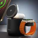 MFI Certified by Apple, 4 in 1 Magsafe Wireless Charging Station, Qi2 15W Magsafe Charger for iPhone 17/16/15/14/13/12 Series, iWatch, Airpods, iPad, 65W Charger Included (Black, 3 in 1)