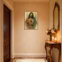 Framed Sacred Heart of Jesus Wall Art, Christian Jesus Paintings Wall Decor, Catholic Divine Mercy Pictures Canvas Prints Religious Home Decor for Living Room Bedroom Prayer Room Church 16×24 Inch