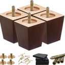 Wood Furniture Legs 3 inch Sofa Legs Set of 4 Square Brown Couch Legs,Mid Century Replacement Chair feet, for Dresser, Sideboard, Recliner, Coffee Table