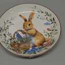 Jinei 4 Pcs Bunny Plates Ceramic Easter Dishes Dinnerware 8 Easter Garden Dinner Dishes Cabbage Salad Plates Spring Tableware Appetizer Tray for Home Kitchen Dessert Candy(Round Rabbit)