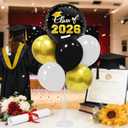 Graduation Decorations - 4 Set Balloon Stands, Class of 2026 Congrats Grad Table Centerpieces for Graduation Party Supplies(Gold& Black)