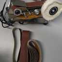 Mini Belt Sander, 7 Adjustable Speed Electric Knife Sharpener, 15 Degree Belt Grinder, Power Belt Sander for Metal Working and Woodworking