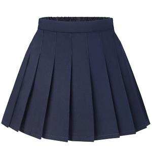 KEREDA Girls Pleated Mini Skirt High Waist Tennis School Uniform Skirts 8-9 Years Navy