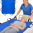 SPRING SEAON Patient Positioning Bed Pad with Handles  Transfer & Slide Sheet for Elderly Care, Waterproof Washable Draw Sheet for Hospital or Home Use, 46.5" x 38.5", 450 LBS Support,Blue