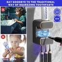 Automatic Toothpaste Dispenser, Wall Mounted Toothbrush Holder with 3 Slots, Electric Smart Toothpaste Dispenser for Kids and Adults (Gun Grey)