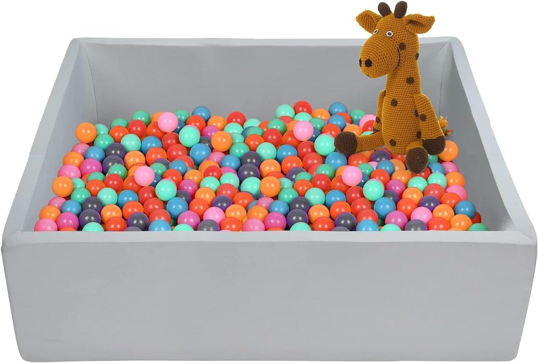 TRENDBOX Extra Large Ball Pit 47.2x47.2x13.8in Memory Foam Pit Soft Pool Soft Equipment for Toddlers Kids - Light Gray (Balls NOT Included) (120x35cm)