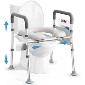 Soundfuse Toilet Seat Riser for Seniors, Raised Toilet Seat with Handles, Adjustable Height & Width, 400lb Handicap Elevated Toilet Seat, Fit Any Toilet