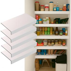 Wire Shelf Covers 36x16 Inch 5-Pack Faux Wood Overlay, Snap-On Design for Pantry, Linen Closet & Kitchen, Removable & Easy-Clean White