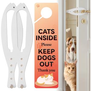 TGIOW Cat Door Latch, 2 Pcs Cat Door Stopper Pet Door Latch to Keep Dog Out of Litter Box and Food, Door Prop for Cat with 5 Adjustable Size Strap 2.5-6" Wide, No Measuring, Easy to Install, White