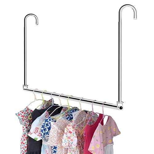 HDbonemu Closet Hanging Rod, Adjustable Width and Height Space-Saving Clothes Hanging Bar, 1 Pack Chrome