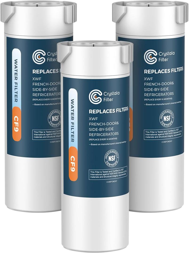 Crystala Filters XWF Replacement for GE XWF Refrigerator Water Filter Pack of 3 (Not XWFE)