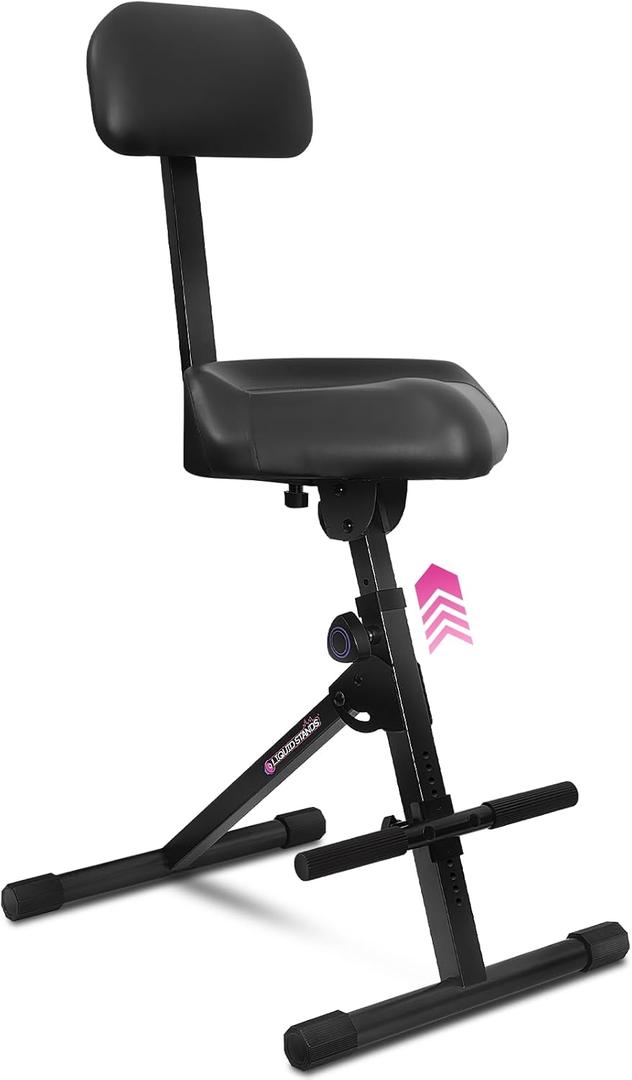Liquid Stands Guitar Stool Adjustable Stool - Standard Musician Drum Throne with Backrest - Guitar Seat Drum Seat, Musician Chair, Chair for Adults, Kids, Drummer and Guitarist