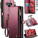 Defencase Compatible with Galaxy Note 9 Case Wallet with RFID Blocking Card Holder for Women Men, PU Leather Magnetic Snap Flip Zipper Strap Phone Case Fit for Samsung Galaxy Note 9, Wine Red