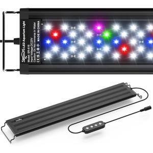 SEAOURA Led Aquarium Light for Plants-Full Spectrum Fish Tank Light with Timer Auto On/Off, 18-24 Inch, Adjustable Brightness, White Blue Red Green Pink LEDs with Extendable Brackets for Freshwater