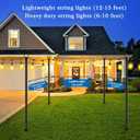 2 Pack String Light Poles,10 Ft Light Poles for Outside String Lights,Outdoor Lights Pole with Fork,Metal Poles Stand for Patio Deck Backyard