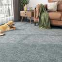 FunStick 24"x160" Large Carpet Squares Carpet Tiles with Padding Attached for Bedroom Living Room Dark Grey Non Slip Indoor Outdoor Carpet Tiles Roll Peel and Stick Floor Tile for Kitchen Rugs Stairs