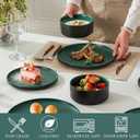 Dinnerware Sets, 24-Piece Plates and Bowls Set for 8, Matte Green