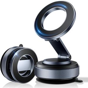 Aerospace Aluminum Magnetic Car Phone Mount for MagSafe [80LBS Vacuum Suction, 3200gf Strong Magnet] 360 Adjustable Car Phone Holder for iPhone 17 16 15 14 13 Pro Max