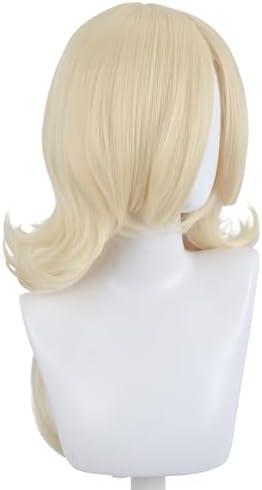 LALASAM Blonde PrincessRosalina Costume Wigs With Long Bangs Layered Wavy Womens Wig Fiber Synthetic Hair