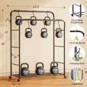 TigerParty Double Rods Clothes Rack for Hanging Clothes, Rolling Clothing Rack with Wheels, 6 Side Bars Freestanding Garment Racks for Bedroom Laundry Living Room