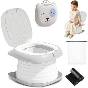 2025 Upgraded Portable Potty Training, Travel Potty for Toddler, portable toilet for kids Foldable, Apply to Seat Emergency Toilet for Camping, Outdoor,Car, Indoor(white Gray)
