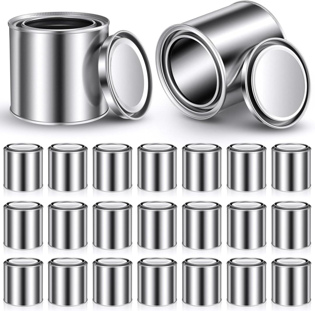 Blulu 50 Pcs Bulk Paint Cans with Lids 1/2 Pint Empty Metal Paint Bucket Multipurpose Leftover Paint Storage Containers for DIY Paints Crafts Project Adhesives