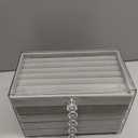 SPAKOWN Ring Box Display Holder, Clear Velvet Jewelry Storage Tray Organizer for Ring Stud Earring (Grey - 5 Drawers)