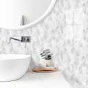 Tilingview 10 Pcs Leaf Design Peel and Stick for Kitchen Backsplash, Premium Self-Adhesive Tiles Wall Stickers (Greyish White) (12"x12"x0.04")