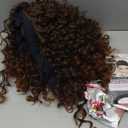 CINHOO Deep Curly Brown Headband Wigs for Black Women 12inch Short Dark Brown Base with Caramel Brown Highlights Headband Wig for Women Curly Half Wigs with Headbands Attached Daily Use