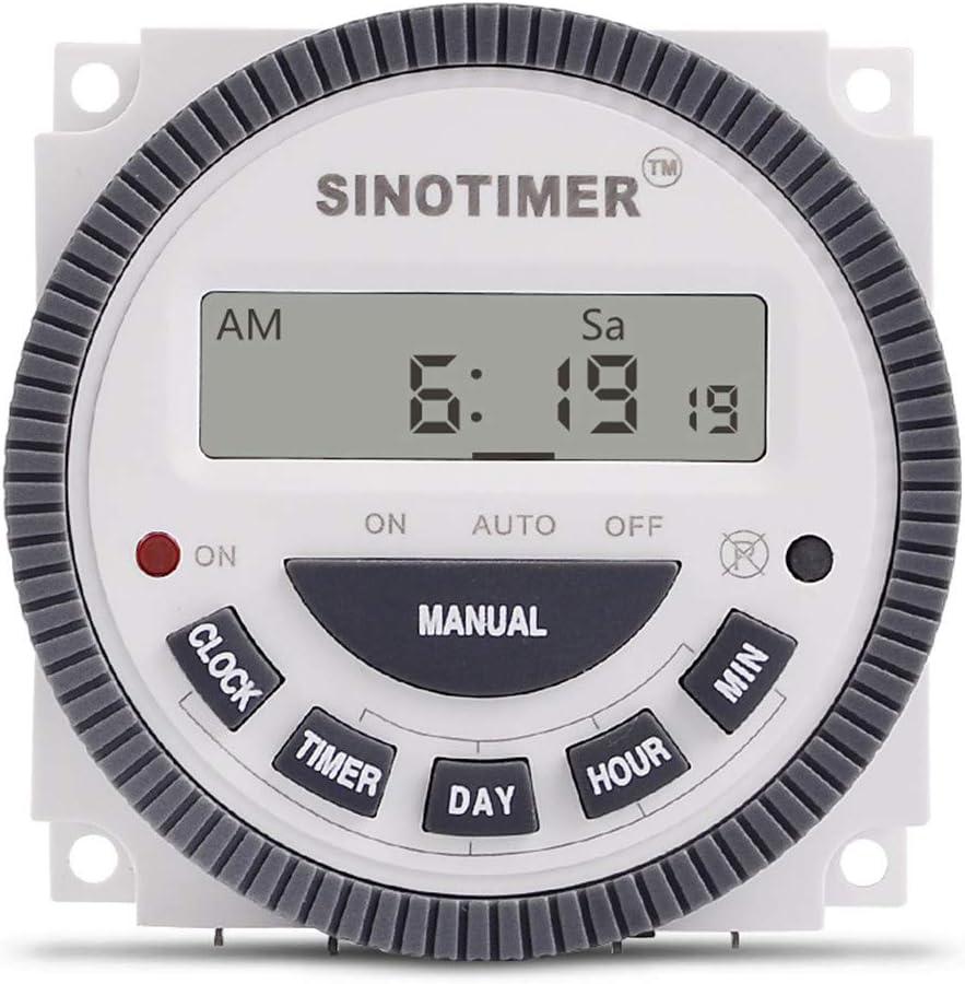 TM619 Timer Switch Digital LCD Power Timer Switch Weekly Programmable Thinner Model 16A 1NO+1NC (TM619-3 24V)