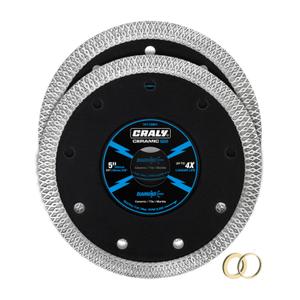 CRALY 5 Inch Super Thin Diamond Blade, 7/8 in Arbor, 5'' Diamond Tile Blade for Angle Grinder & Tile Saw, Diamond Cutting Wheel for Cutting Ceramic, Tile, Marble, Granite, Brick, Porcelain, 2PC