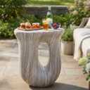 Christopher Knight Home 18.9 Inch Modern U Shaped Accent Table, Sculptural MGO Stone Look Side Table for Indoor Outdoor Garden Balcony Living Room Entryway Bedroom, Grey Marble Look, 16.54 x 12.6 x 18.9 inches