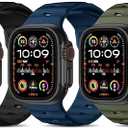 Wepro 3 Pack Sport Band Compatible with Apple Watch Ultra 2/Ultra Band 49mm 46mm 45mm 44mm 42mm for Men, Soft Silicone Waterproof Rugged Breathable Strap for iWatch Series 10 9 8 7 6 SE 5 4 3 2 1