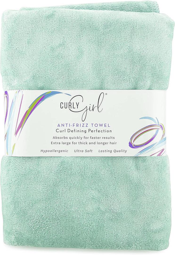 Curly Girl Towel for Women with Curls, Anti-Frizz, Absorbent, Fast Drying, Curly Hair, Microfiber Hair Drying Towel for Curls (Mint Green)
