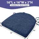 IPYNBAP Chair Cushions for Dining Chairs, Kitchen Chair Cushions, 16'' x 16'' x 2'', Non Slip Indoor Seat Cushions, Chair Pads for Dining Chairs with Ties & Removable Cover, Set of 2, Navy