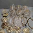 6 Pcs Gold Elegant Metal Crystal Tea Light Candle Holders with Crystal Pendants, Hollow Design - Wedding Table Centerpieces for Anniversary Birthday Party, Home Decor